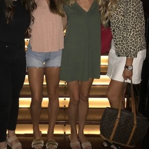 Green ruffle sleeve summer dress